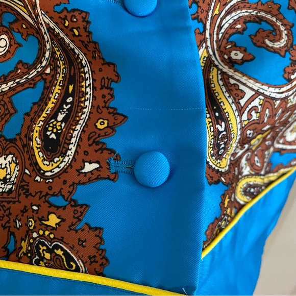 J. Crew Drapey Button-Up Shirt in Paisley Print, XS Turquoise Blue - Picture 5 of 15